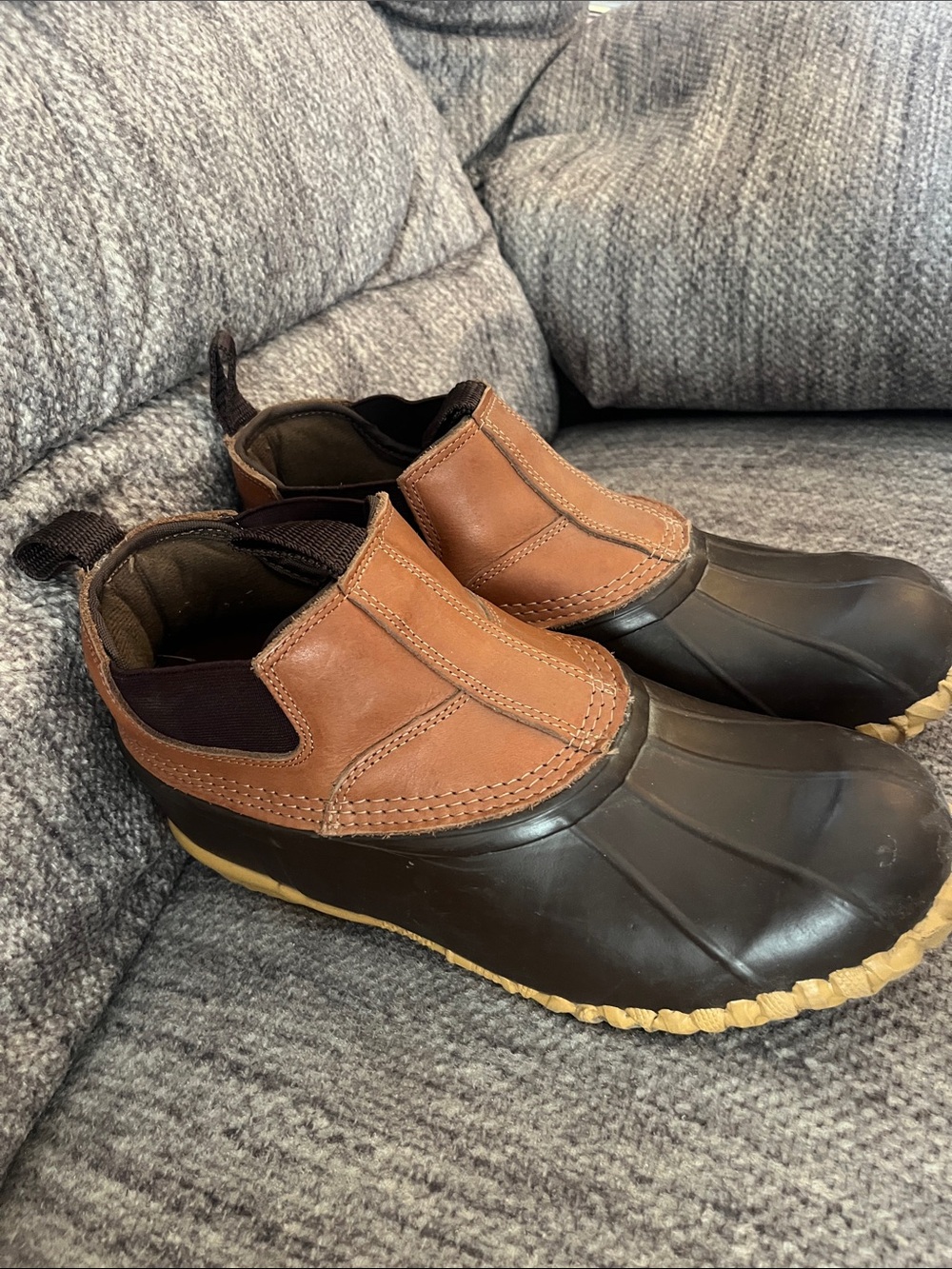 Cabela's Steel Shank Brown Duck Slip-On Work Boots Size 11 padded waterproof